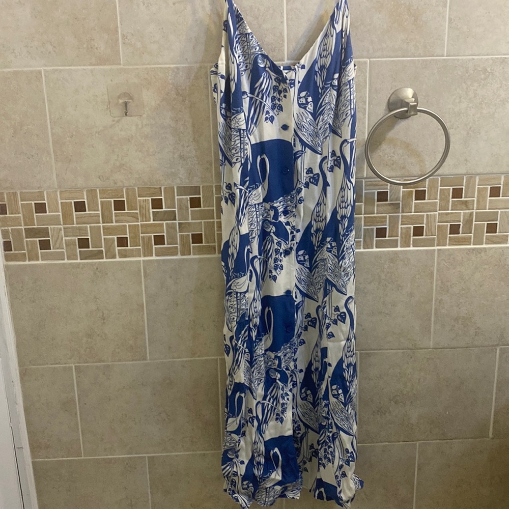 Reformation blue and white button down dress in size 2.